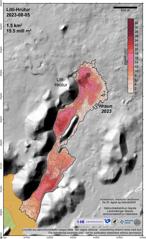 Litli-Hrútur 20. ágúst - Þykktarkort